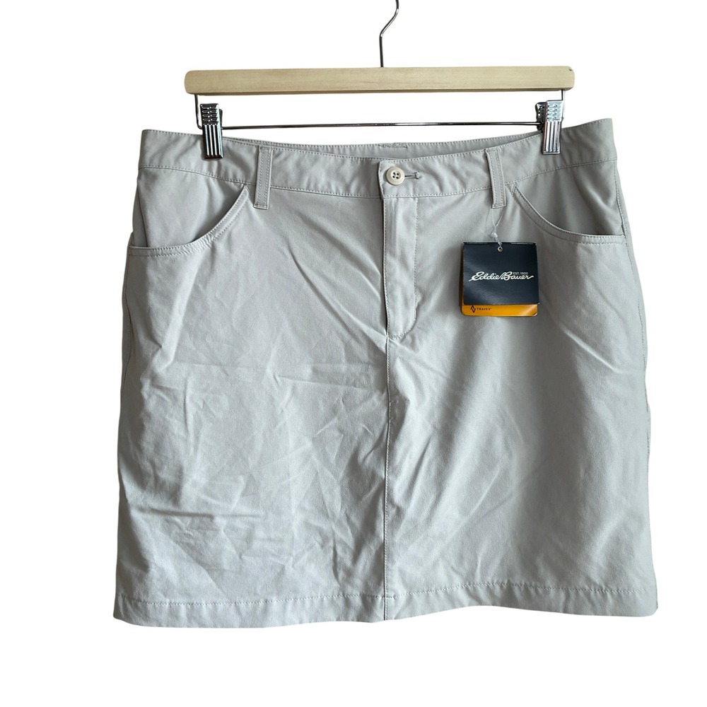 NWT Eddie Bauer Travex Adventurer Skort 12 Putty Womens Stretch UPF 50+ Skirt